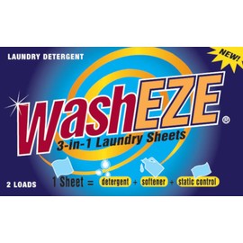 WashEZE Travel Size 3 in 1 Laundry Detergent Sheets Lightly Scented 24-2 packs Travel Friendly