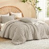 Litanika King Size Comforter Set Oatmeal, 3 Piece Boho Tufted