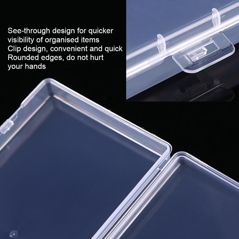 WYAN 4 Pcs Storage Boxes,Clear Plastic Beads Storage Containers Box,Rectangle