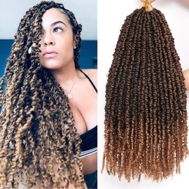 8Packs/Lot 20Inch Pretwisted Passion Twist Crochet Hair Prelooped Passion Twist Hair Curly Crochet Hair Extensions for Black Women Wate Wave Crochet Braids Hair (20 Inch (Pack of 8), #1B/27)