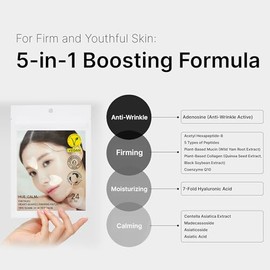HUECALM Parches antiarrugas para lifting facial con colágeno hidrolizado, cinta antiarrugas invisible para la frente, los ojos y la línea de la sonris