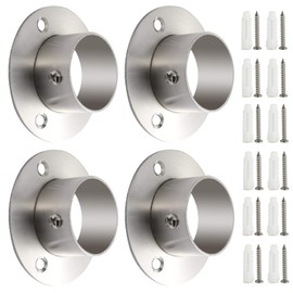 Creatyi 38mm/1-1/2 Inch Heavy Duty Stainless Steel Closet Rod Brackets Closet Shower Rod Bracket Closet Rod Holders Closet Pole Sockets Closet Rod Supports (4 PCS, Silver)