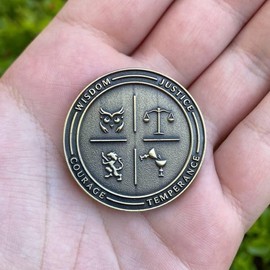 Stoic Challenge Coin: The Cardinal Virtues, Memento Mori, Amor Fati