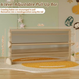 GOFEI 3-in-1 Montessori Mirror with Baby Pull Bar for Toddlers – Ideal for Nurseries, Home Learning, and Kids' Classrooms