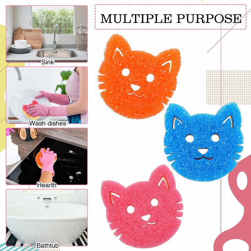 FillTouch 3 Pcs Dual Sided Scrub Sponge Multi Functional Sponge