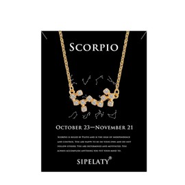 HOLY KT 12 Constellation Zodiac Pendant Necklace Astrology Gold Tone Chain with Gold Message Card for Women Jewelry