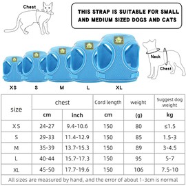 Reflective Dog Harness for Medium-Small Dogs Breathable Mesh Adjustable Vest/Walk-in Style with 1.5m/4.92 Ft Leash Pink L