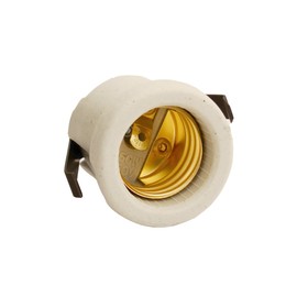 Leviton 8880 Medium Base, One-Piece, Keyless, Incandescent, Unglazed Porcelain Lampholder, Front Mount, Single Circuit, Back Wired, White