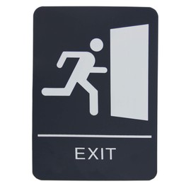 Black & White ADA Exit Sign with Braille-9" x 6"