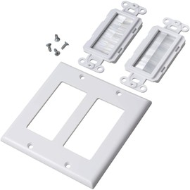 2-Gang Wall Plate, Brush Style Opening Passthrough Low Voltage Cable Plate in-Wall Installation for Speaker Wires, Coaxial Cables, HDMI Cables, or Network/Phone Cables - 2 Pack