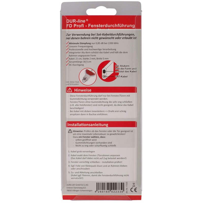 DUR-line® Professional Window Feed-Through (Pack of 2) M - 21
