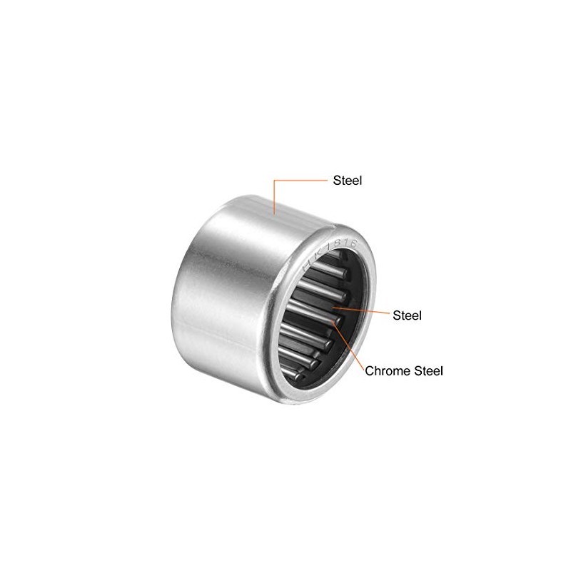sourcing map HK1816 Needle Bearing 18mm Bore 24mm Outer Diameter