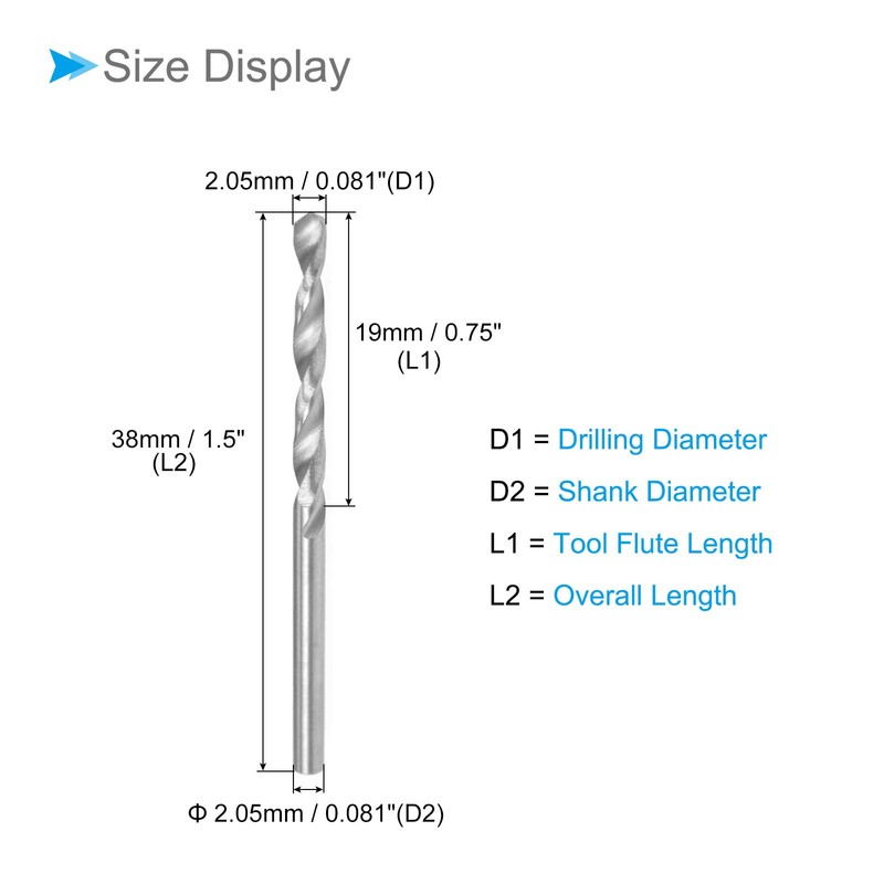 CoCud Carbide Solid Drill Bit 2.05mm Diameter K35 Tungsten Carbide