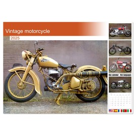 Vintage motorcycle (Monthly Wall Calendar 2025 16.5" x 23.4" (open)), CALVENDO 14 Month Calendar