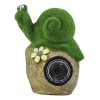 Ebros Large Whimsical Snail On Rock Garden Statue with Solar