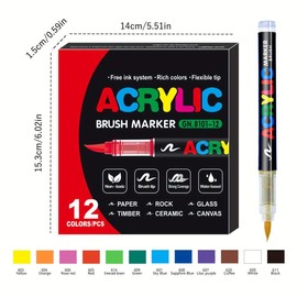 Acrylic Paint Marker Pen, 1 Set 12/24/36/48/72/120/168 Colors Liquid Acrylic Paint Pens, Art Supplies Color Acrylic Markers for Canvas Rock Painting Wood Stone Glass Ceramic Fabric Painting, Art Materials:_Multicolor_48 Colors