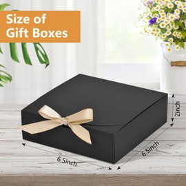 Xylitic 18Pack Gift Boxes with Lids, 6.5X6.5X2 Inch Black Square Gift Boxes, Present Box with Ribbon, Kraft Paper Boxes for Wedding, Birthday Party, Baby shower, Candy, Candle
