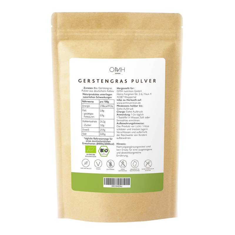 Barley Grass Powder Organic 550 g Value Pack from German