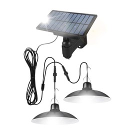 Shed Solar Light,Work Light with 2 Heads | Waterproof Solar Pendant Lamp for Gazebo Garage Patio Balcony Greenhouse Porch Garden