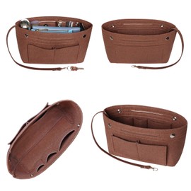 Soyizom Purse Organiser Insert for Shopping Bag, Bag Insert with Key Ring for Speedy Neverfull, 8 Colours (Coffee, Small), coffee