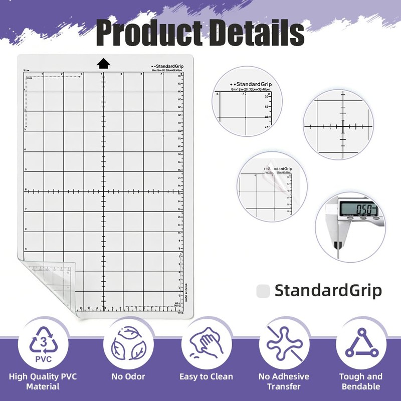 Cowhilan 6 Pack StandardGrip Cutting Mats 8x12 inch for Silhouette
