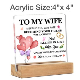 Wife Gifts, Romantic Gift for Wife From Husband, Birthday Christmas Valentine's Day Wedding Gifts for Wife Clear Acrylic Sign 4 x 4 Inches