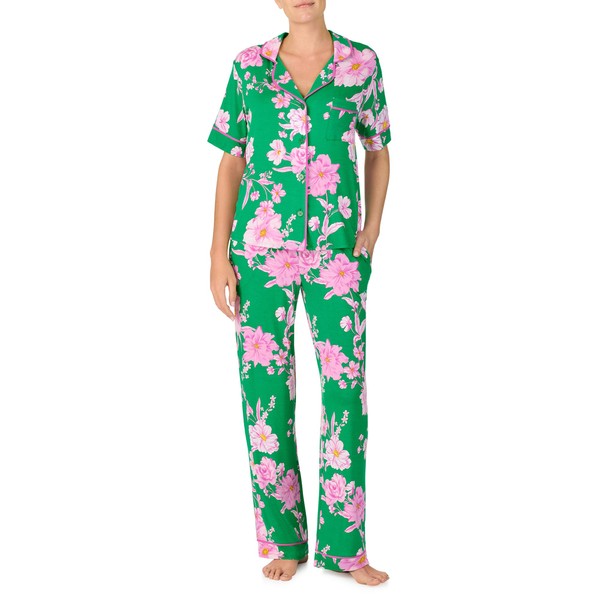 Room Service Womens Pajama Sets, Short Sleeve Stretch Rayon Button