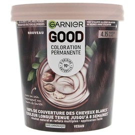 Garnier - Permanent Hair Colour - No Ammonia - 90% Natural Ingredients and Vegan Formula - Shea Butter - 100% White Hair Coverage - Ice Brown (4.15) - Good