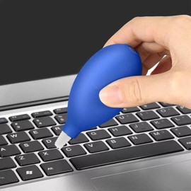 Portable Compressed Air Duster - Cordless Compressed Air Blower for Computer, Keyboard, Camera, Lens, Watch, Hearing Aids - Mini Squeeze Ball Pump Cleaner Tool with Short Nozzles (Blue)