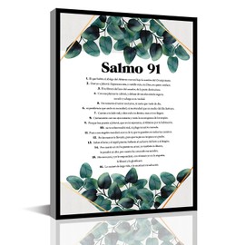 Salmo 91 En Español Para Pared Psalm 91 Wall Art Cuadros Cristianos Para Pared En Español Christian Wall Decor In Spanish Home Living Room Bedroom Bathroom Office Decor(8x12inch)-Wooden Framed