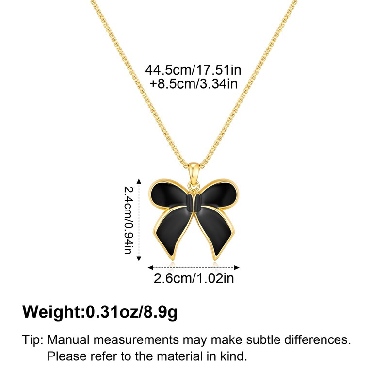 YUJIE Black Bow Necklace for Women Gold Plated Adjustable Chain