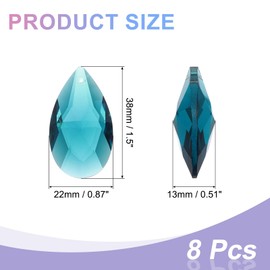 sourcing map 8Pcs Teardrop Crystal Beads, 38mm Faceted Chandelier Hanging Pendants Beads, Chandelier Prisms Parts for Home Hanging Decoration, Blue