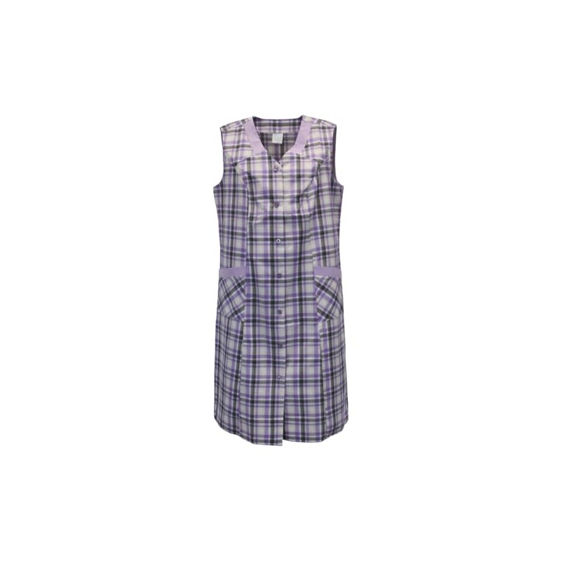 Schuerzenfabrik Button Gown Women's Mixed Fabric Checked Apron Sleeveless Cooking