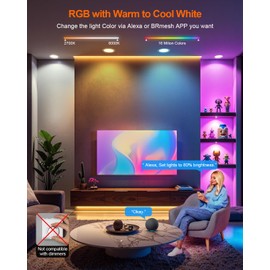 DUSKTEC Retrofit Recessed Lighting 6 Inch, 6 Pack LED Can Lights with Alexa Voice, App Control by Bluetooth, Dimmable, RGBW 13W 1301LM Color Changing LED Downlights for Ceiling, Delay Off, ETL