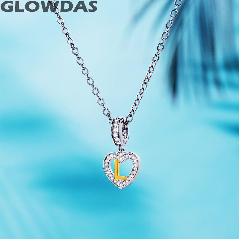 18K Gold-Plated Letter Charms Initials A to Z Necklace Pendant,