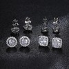 Sllaiss 4 Pairs 925 Sterling Silver Cubic Zirconia Stud Earrings
