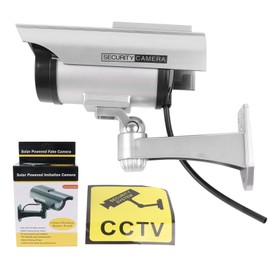 Fake Surveillance Camera Solar Powered Simulation Monitor with LED Flashing Light for Home Business Office