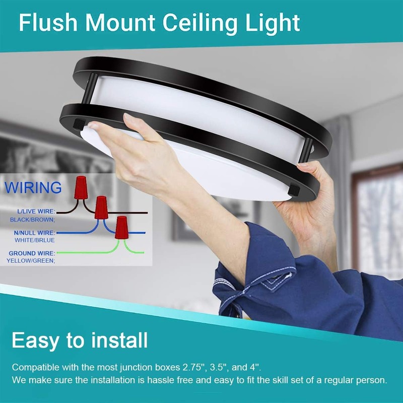 48W Dimmable LED Ceiling Light Fixture, 13.2in Flush Mount Light