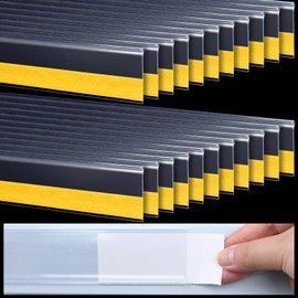Fainne 25 Pcs Shelf Label Strips 1.25''H x 48"L Self Adhesive Shelf Label Holder Gondola Price Tag Stick on Plastic Clear Ticket Channel for Metal Wood Plastic Rack