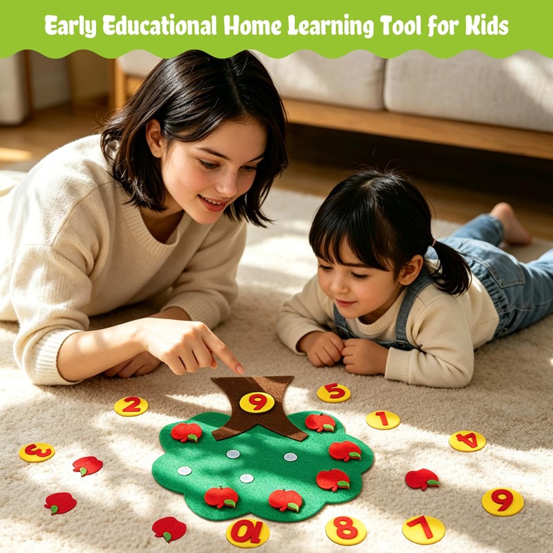 MAGICLULU Felt Apple and Number Tree, Kids Math Numbers Counting