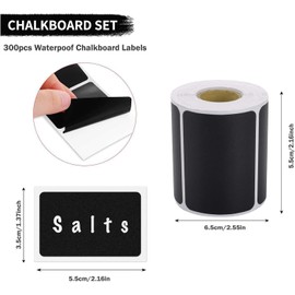 300pcs Waterproof Reusable Chalkboard Labels with 1 Liquid Chalk Marker for Party, Wedding Decor, Storage in Home and Kitchen