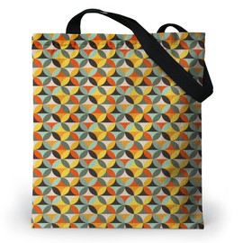 Loxato Tote Bag with Zip - Women's Shoulder Bag with Zip - Waterproof Oxford Fabric - Printed Fabric Bag - Shoulder Bag Large W 37 x H 42 cm - Women's Bag, Retro Pattern 01