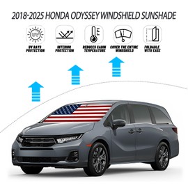 D-Lumina Windshield Sun Shade American Flag for 2018-2025 Honda Odyssey LX EX EX-L Touring Elite Minivan, Front Window Sunshade Sun Visor Sun Shield Block UV Rays Heat, Foldable 2 Layers 210T Material