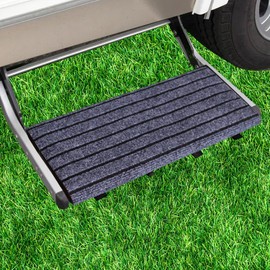 FENGQQKJ Adjustable Black Carpet for Motorhome Step, Non-Slip Doormat for 7-10 Inch Deep Motorhome Steps, Buckle Closure, Motorhome Floor Mats, 46 x 46 cm
