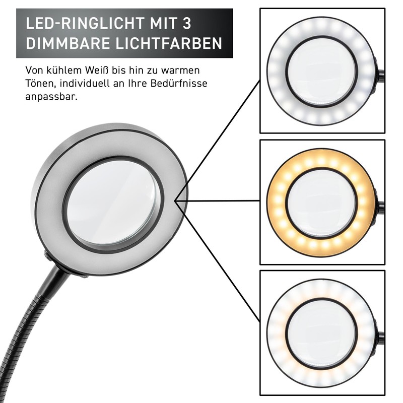 GALLUNOPTIMAL Magnetic Magnifying Lamp with LED Ring Light & Gooseneck