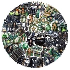 100PCS Witchy Transparent Stickers Forest Mystical Magic Witch Stickers Dark Witchy Waterproof Vinyl PET Sticker for Water Bottle Laptop Guitar Scrapbook Phone Gifts for Girls Kids Adult Party Favors