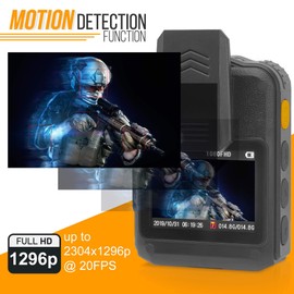 Police Security Video Body Camera - HD 2304x1296p 36MP Rechargeable Wireless Waterproof Wearable Law Enforcement Surveillance Cam, Audio Video Recording, Night Vision, Motion Detector - Pyle PPBCM92