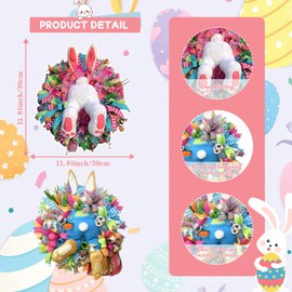 Easter Door Wreath Garland Stickers, 2pcs Easter Bunny Wreaths Stickers Decorations Home for Front Door, Spring Funny Bunby Butt for Front Wall Window Porch Farmhouse Garden