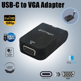 Cirago USB-C To VGA Mini Cable Adapter HD Video Converter USB 3.1 for MacBook