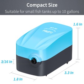 Pawfly Aquarium Compact Air Pump 15-40 GPH Quiet Oxygen Pump for 3-20 Gallon Fish Tanks Aerator Pump with Air Stone Disc Nano Bio Sponge Filter Airline Tubing and Check Valve Accessories